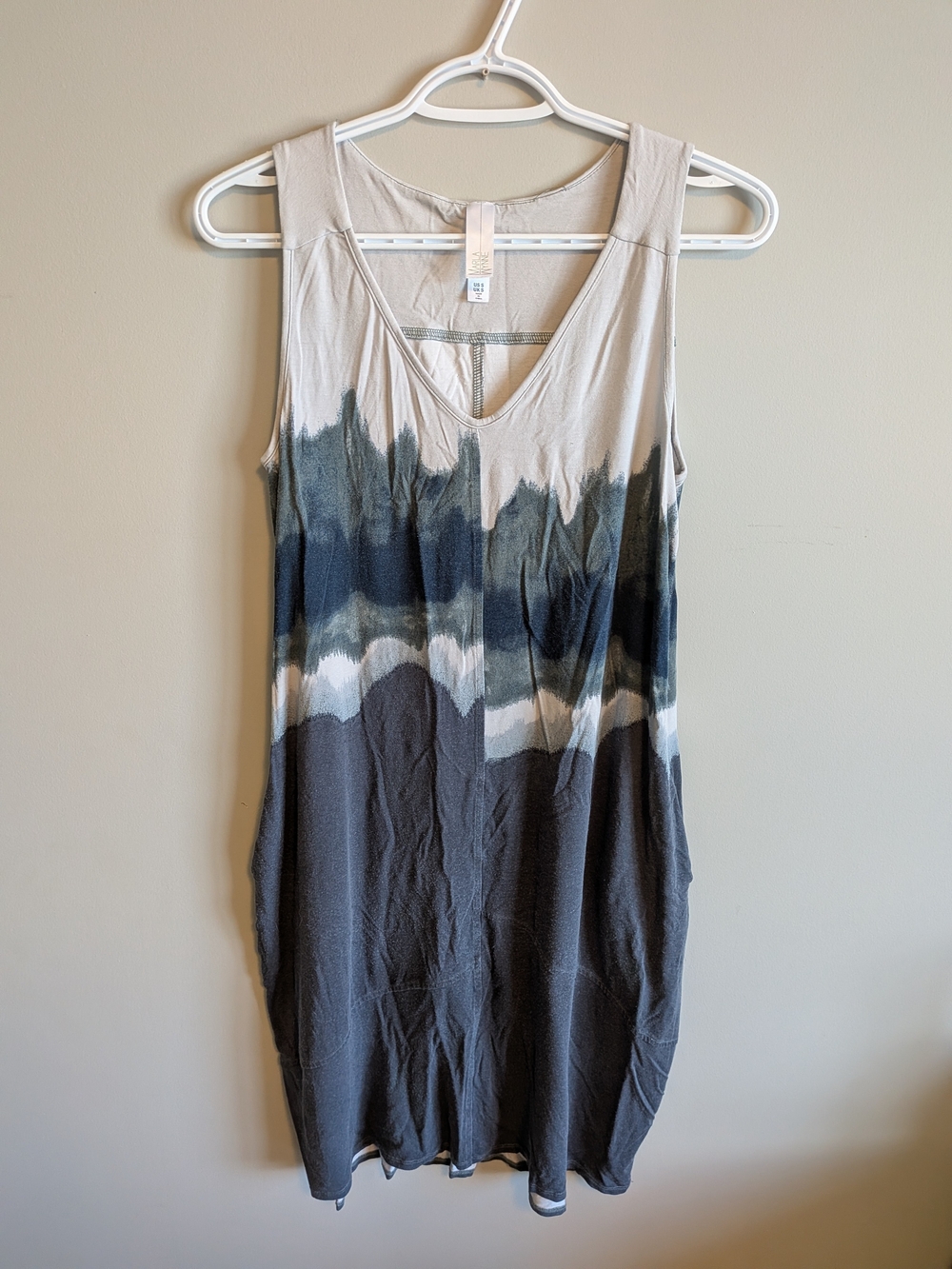 MarlaWynne Beige, Green, Gray and Navy Abstract Dress